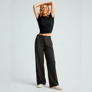 Beyond Yoga Status Wide Leg Trouser Medium Black NWT